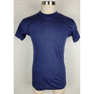 Vintage 5050 Kodel Cotton Blend Pocket Tee‎ Tshirt Blue Single Stitch L 42-44